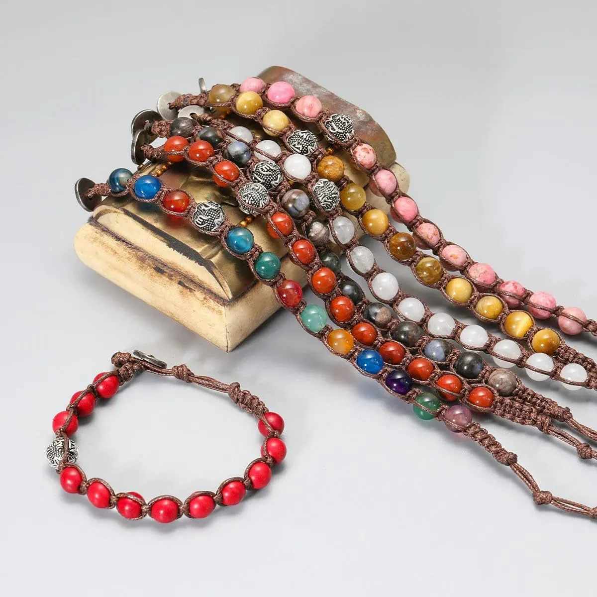 Tibetan Buddhism Natural Stone Beads Beads Woven Rope Bracelet for Men and Women