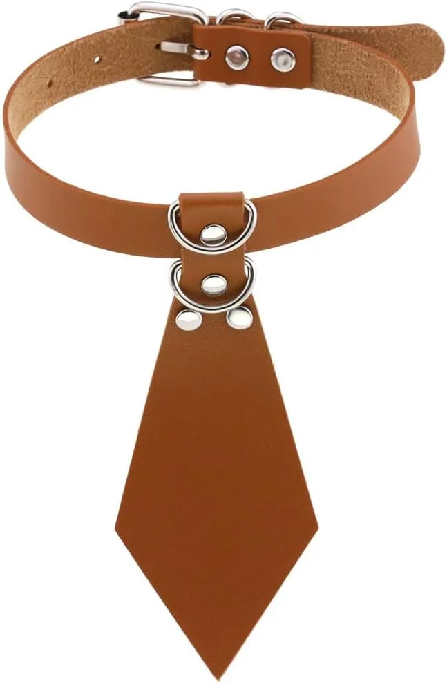 Tie Leather Choker Necklace Punk Choker Collar Gothic PU Leather Collar Halloween Cosplay Party Adjustable Choker Necklaces for Women