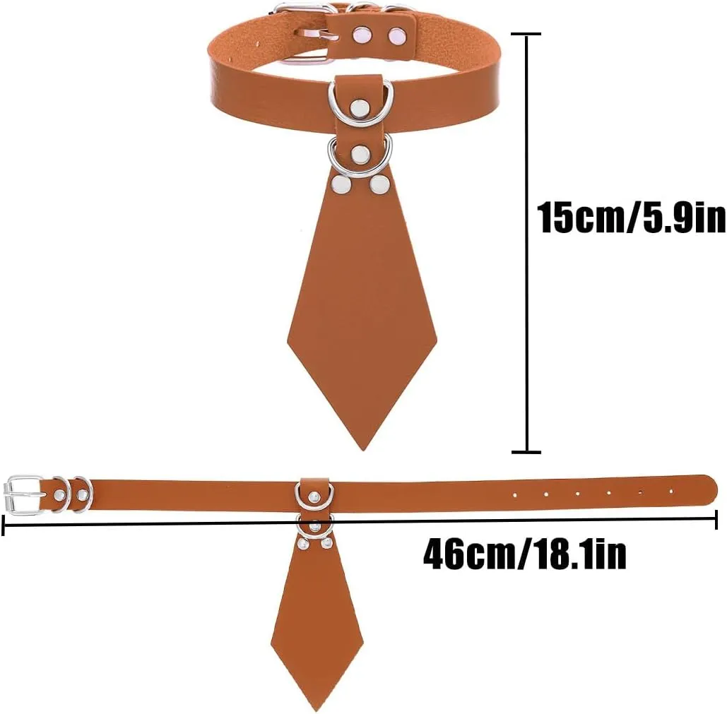 Tie Leather Choker Necklace Punk Choker Collar Gothic PU Leather Collar Halloween Cosplay Party Adjustable Choker Necklaces for Women
