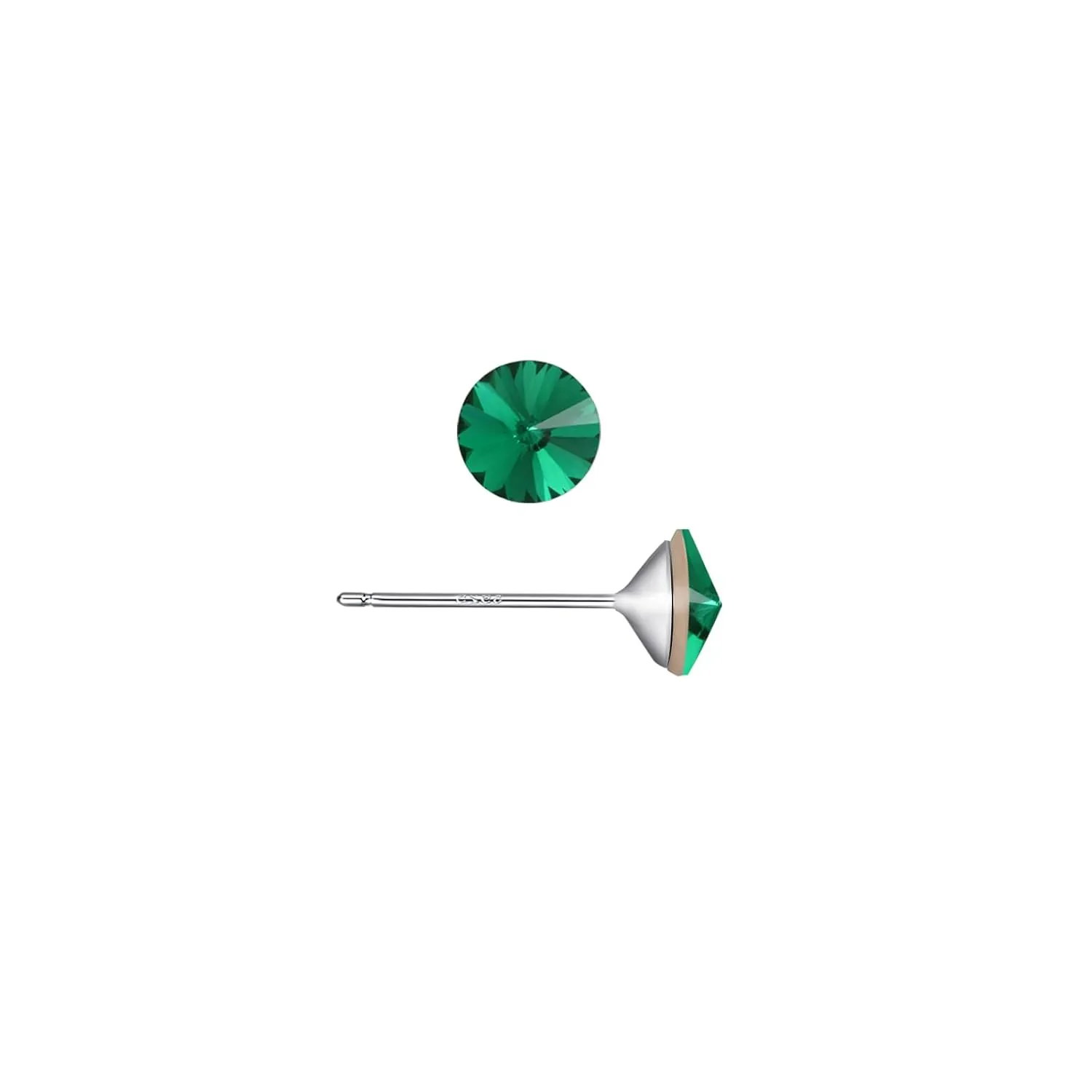 Tiny Emerald Earrings 6mm Green Earrings Sterling Silver Stud Earrings for Women Birthstone Earrings Small Green Stud Earrings for Gift