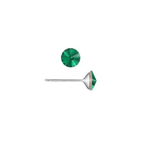 Tiny Emerald Earrings 6mm Green Earrings Sterling Silver Stud Earrings for Women Birthstone Earrings Small Green Stud Earrings for Gift