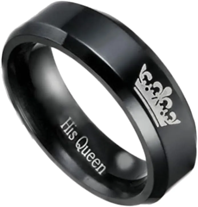 Titanium Steel Crown Couples Ring Wedding Promise Jewelry Lover Finger Ring Stainless Steel Size 7