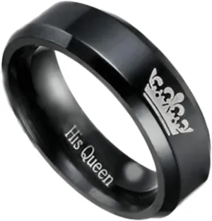 Titanium Steel Crown Couples Ring Wedding Promise Jewelry Lover Finger Ring Stainless Steel Size 7