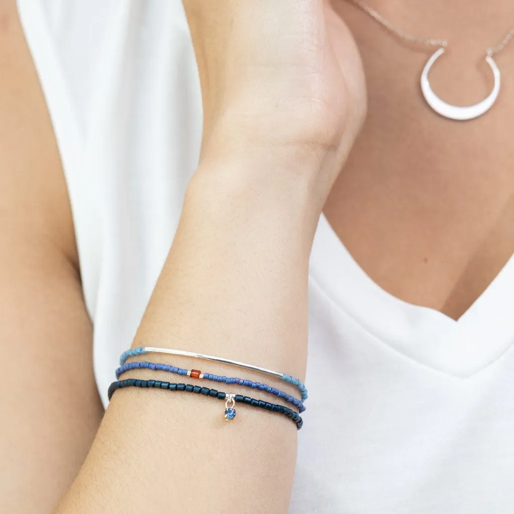 Tonal Chromacolor Miyuki Bracelet Trio - Cobalt & Silver