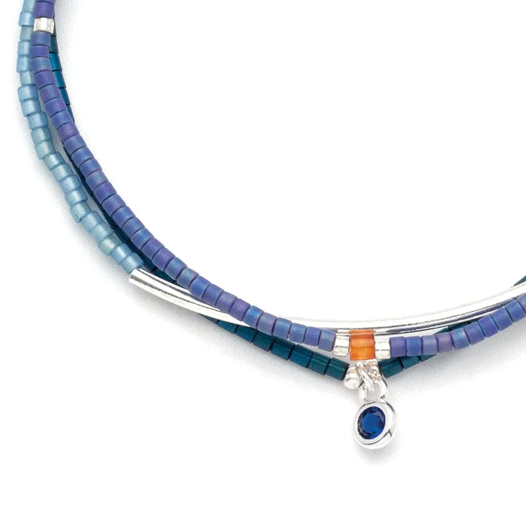 Tonal Chromacolor Miyuki Bracelet Trio - Cobalt & Silver