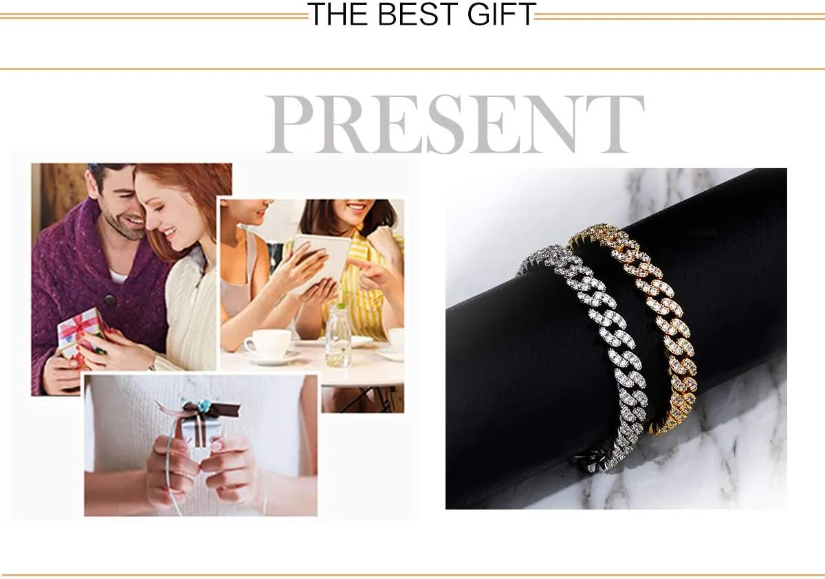TOPGRILLZ Gold Anklets for Women Cuban Link Anklets Iced out Faux Diamond Chunky Ankle Bracelets 8mm 14K Gold Silver Plated Minimalist Fashion Foot Jewelry