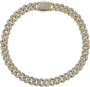 TOPGRILLZ Gold Anklets for Women Cuban Link Anklets Iced out Faux Diamond Chunky Ankle Bracelets 8mm 14K Gold Silver Plated Minimalist Fashion Foot Jewelry
