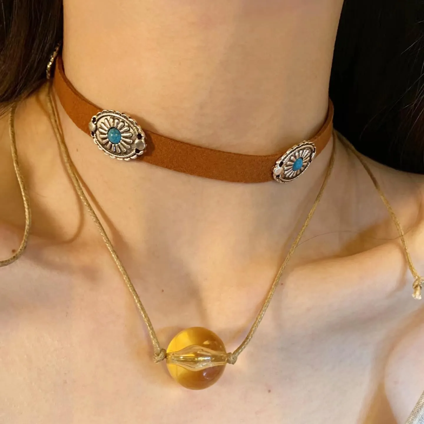 Turquoise Choker Necklace for Women Gothic Black Velvet Choker Necklace Boho Black Choker Necklaces Vintage Western Turquoise Choker Necklaces Cosplay Jewelry