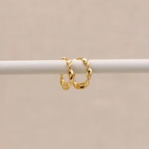 Twisted Gold Huggie Hoops