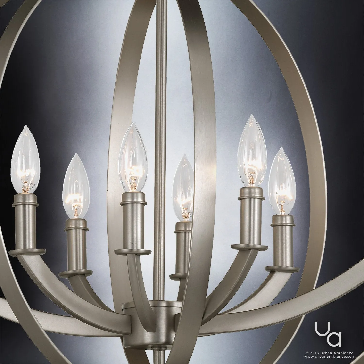UHP2331 Luxe Industrial Chandelier, 26-3/8"H x 39"W, Brushed Nickel Finish, Arezzo Collection