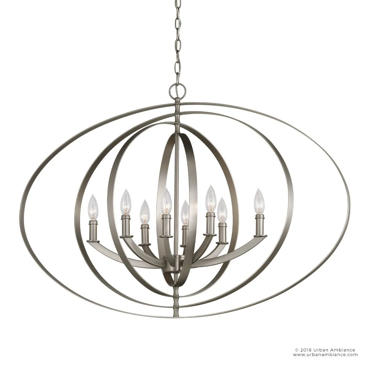 UHP2331 Luxe Industrial Chandelier, 26-3/8"H x 39"W, Brushed Nickel Finish, Arezzo Collection