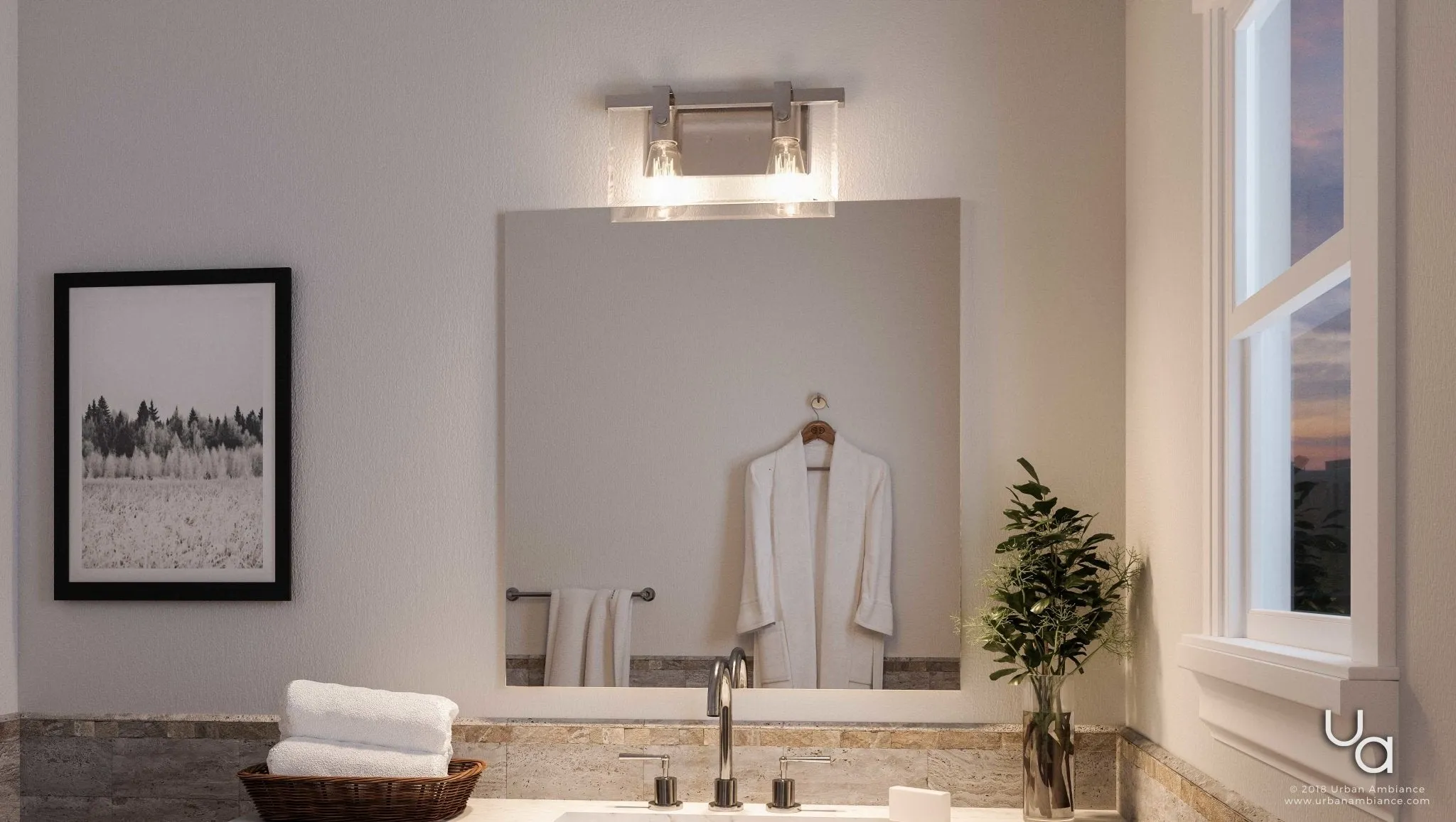 UHP2453 Modern Farmhouse Bath Fixture, 8-3/8"H x 14-7/8"W, Brushed Nickel Finish, Bristol Collection
