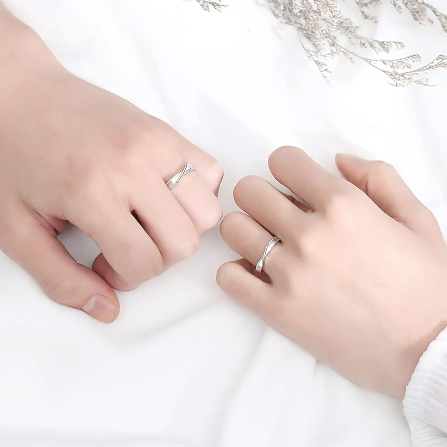 Unique Engagement Rings for Couples, Custom Promise Rings for Couples Adjustable 925 Sterling Silver Polished Mobius Ring