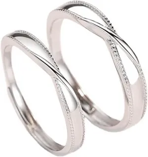 Unique Engagement Rings for Couples, Custom Promise Rings for Couples Adjustable 925 Sterling Silver Polished Mobius Ring