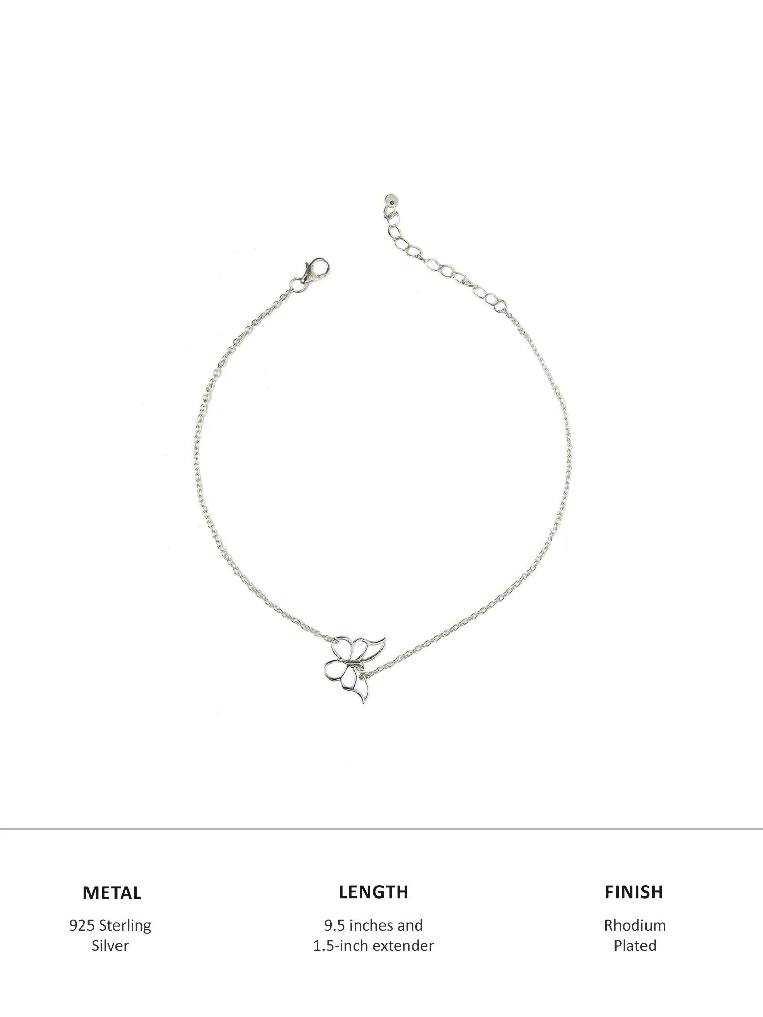 Valentine Special Silver Butterfly Anklet for Women