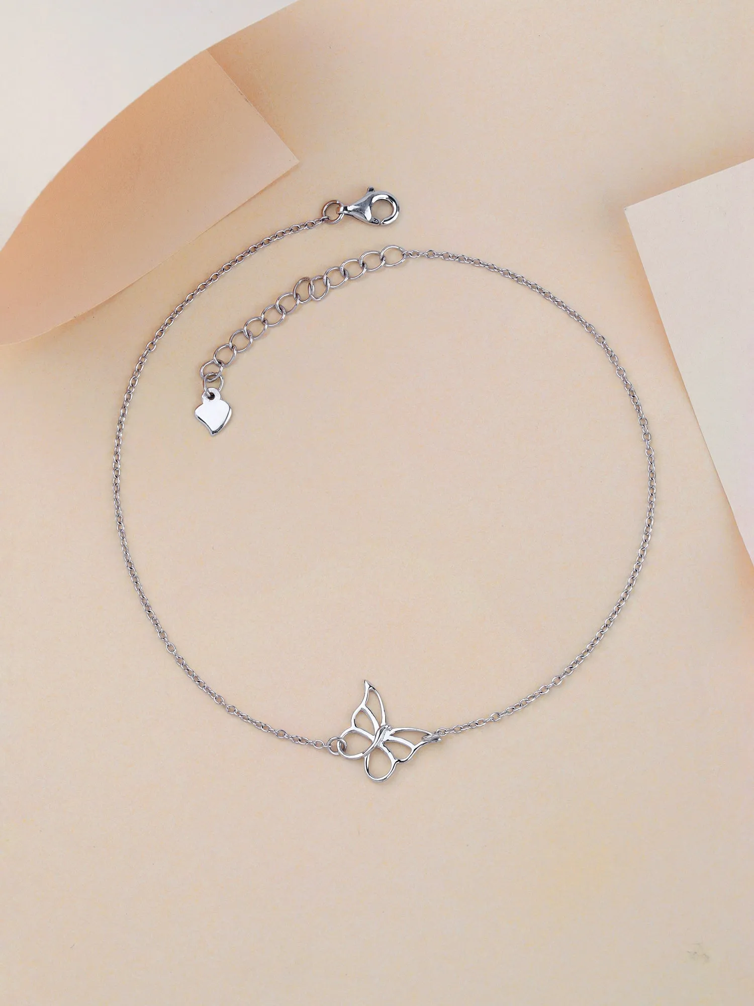 Valentine Special Silver Butterfly Anklet for Women