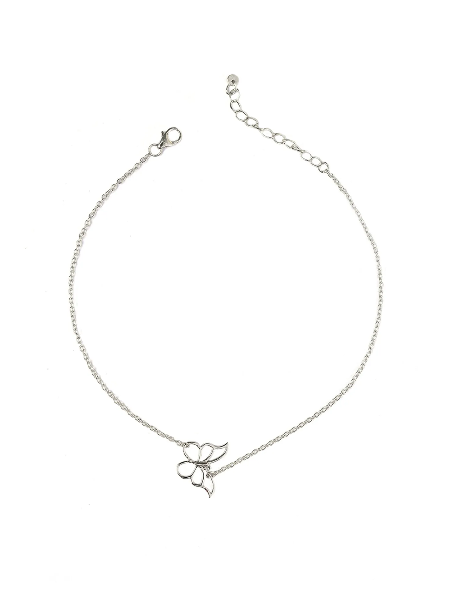 Valentine Special Silver Butterfly Anklet for Women