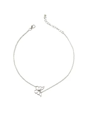 Valentine Special Silver Butterfly Anklet for Women