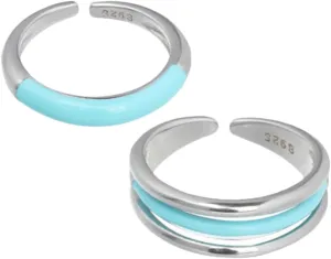VALICLUD Elegant Blue Line Ring Open Ring for Women Stackable Jewelry for Women