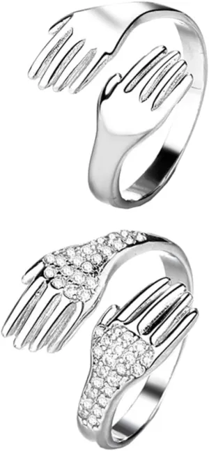 VALICLUD Romantic Couples Matching Rings Women's Finger Ring for Valentine's Day Pair of Decorative Gems