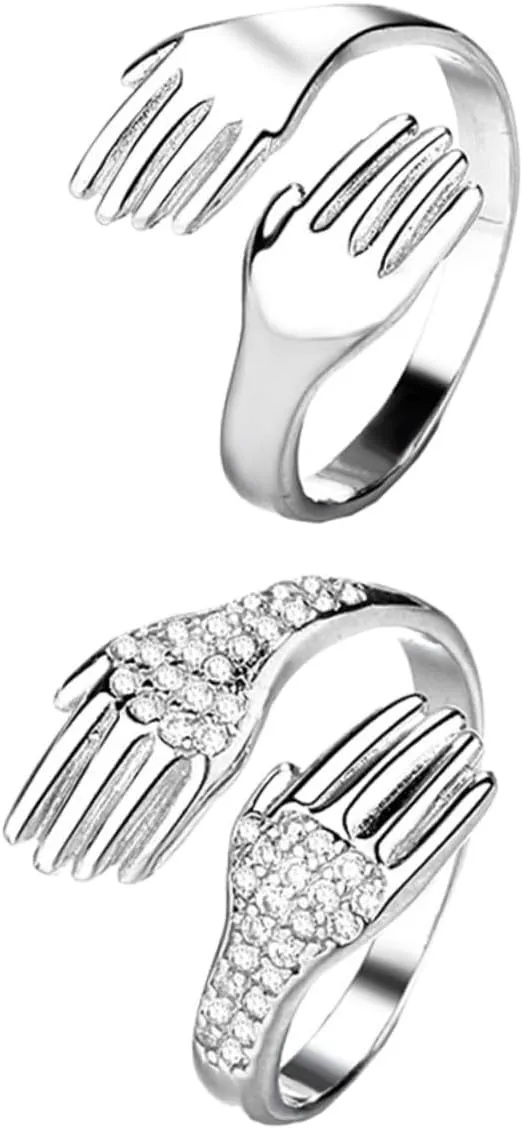 VALICLUD Romantic Couples Matching Rings Women's Finger Ring for Valentine's Day Pair of Decorative Gems