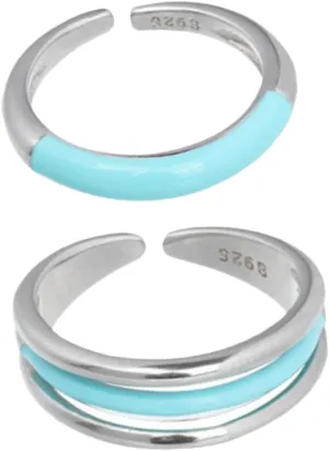 VANZACK 2pcs Ring Set for Women Silver Open Ring Set Stackable Jewelry for Mom Trendy Present