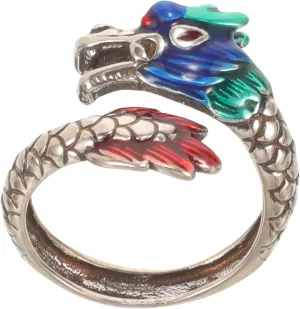 Vintage Dragon Enamel Adjustable Retro Zodiac Jewelry for Men and Women Unique Open Design Finger Decoration Elegant Statement Accessory for Any Occasion