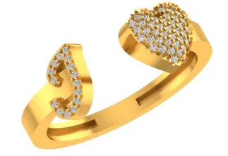 VS Diamonds & 10K Gold Initial I Heart Ring