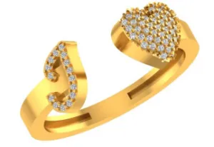 VS Diamonds & 10K Gold Initial I Heart Ring