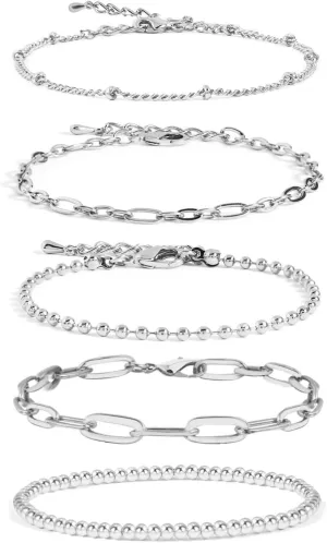 Waterproof Gold Chain Bracelet For Women Non Tarnish,14K Gold Plated Stainless Steel Link Dainty Bracelets Stake Layered Bracelet Set Hypoallergen Gold Jewelry