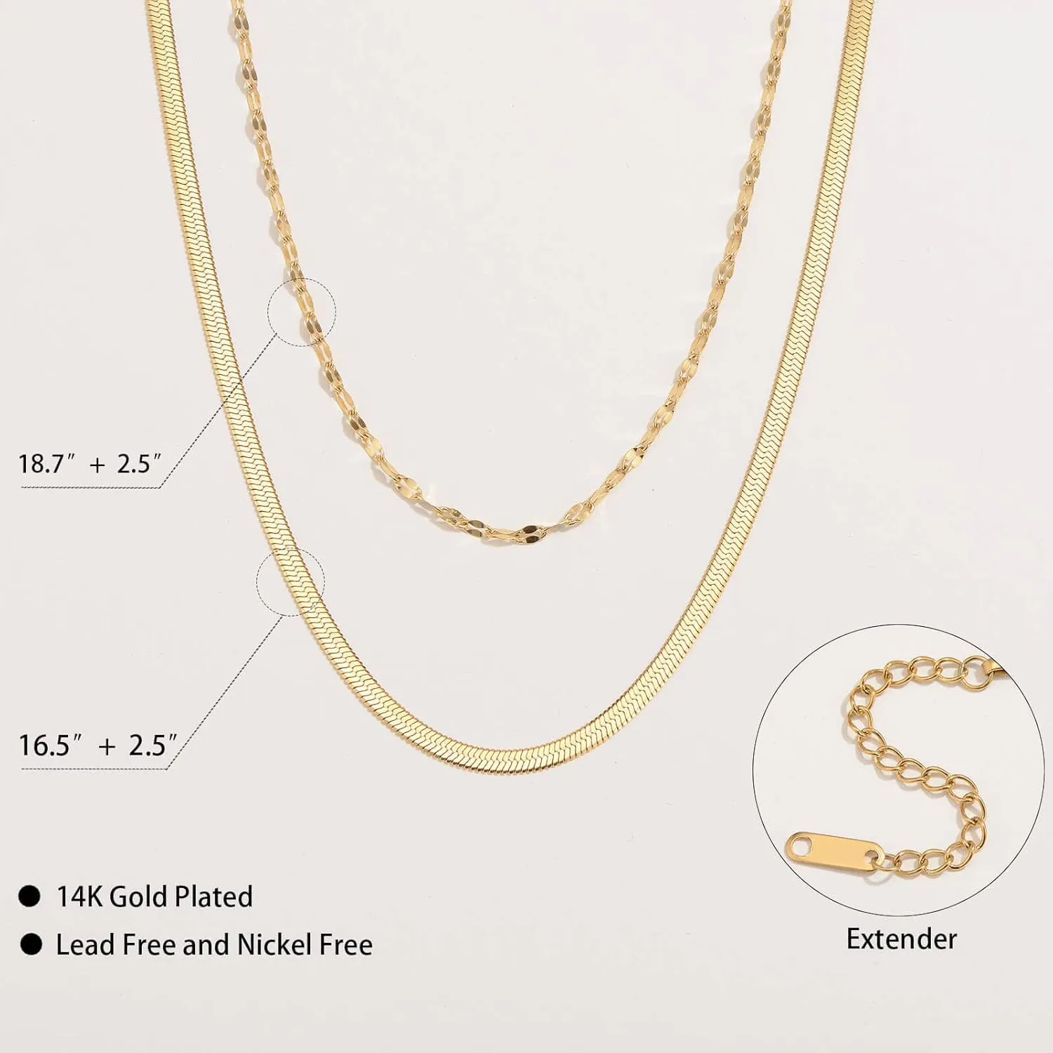 Women's Gold Layered Necklace 14K Gold Plated Layered Necklace Set Simple Layered Set Layered Paper clip Chain Link Necklace Women's Jewelry Gift