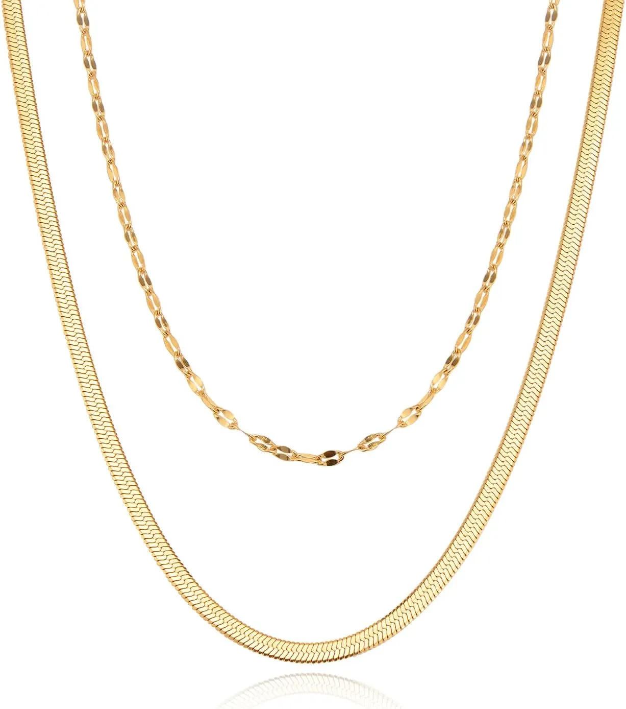 Women's Gold Layered Necklace 14K Gold Plated Layered Necklace Set Simple Layered Set Layered Paper clip Chain Link Necklace Women's Jewelry Gift