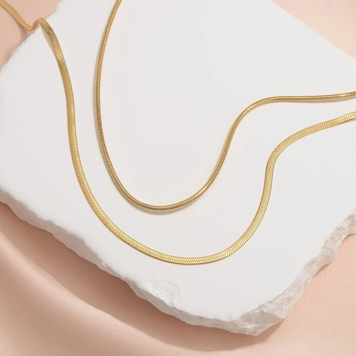 Women's Gold Layered Necklace 14K Gold Plated Layered Necklace Set Simple Layered Set Layered Paper clip Chain Link Necklace Women's Jewelry Gift