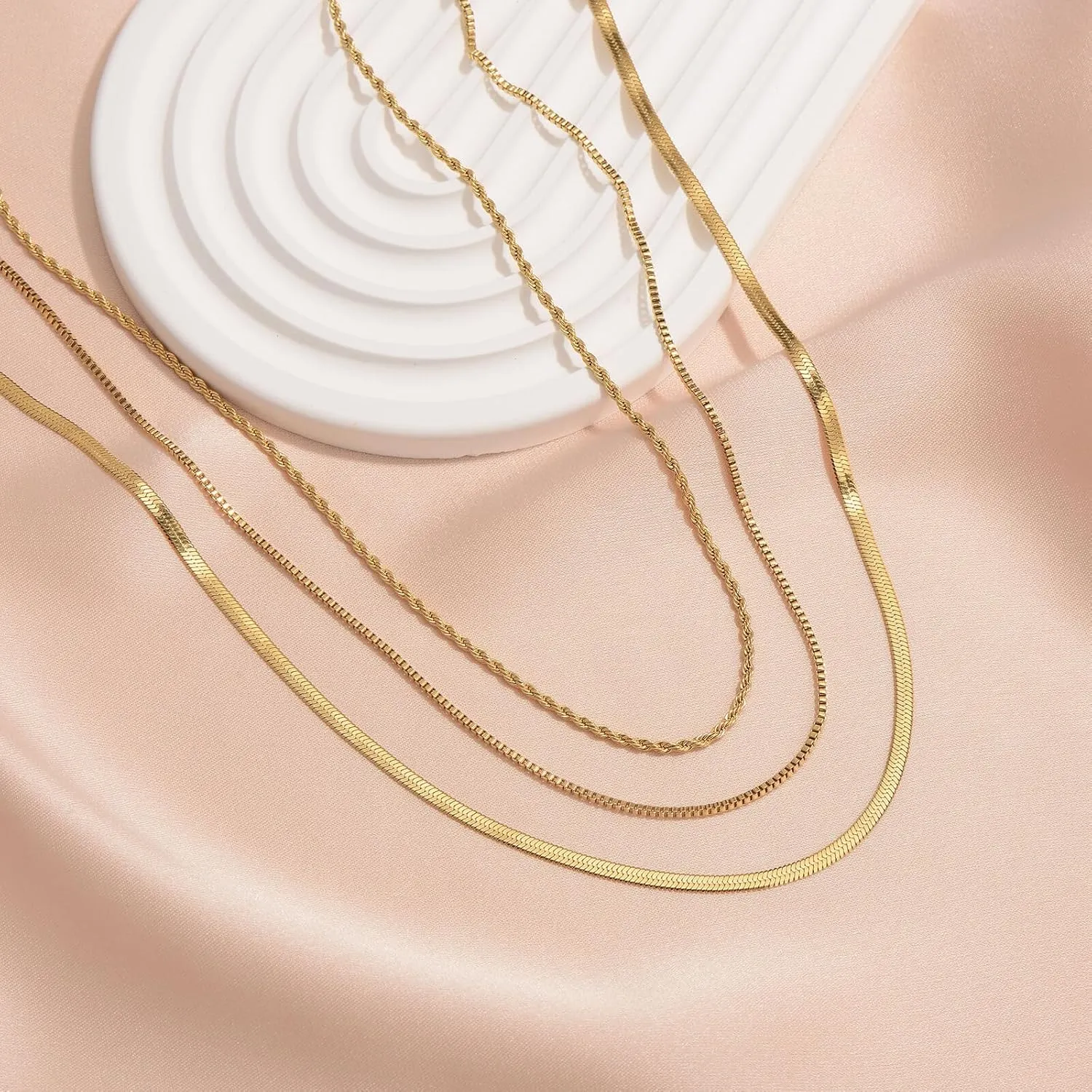 Women's Gold Layered Necklace 14K Gold Plated Layered Necklace Set Simple Layered Set Layered Paper clip Chain Link Necklace Women's Jewelry Gift