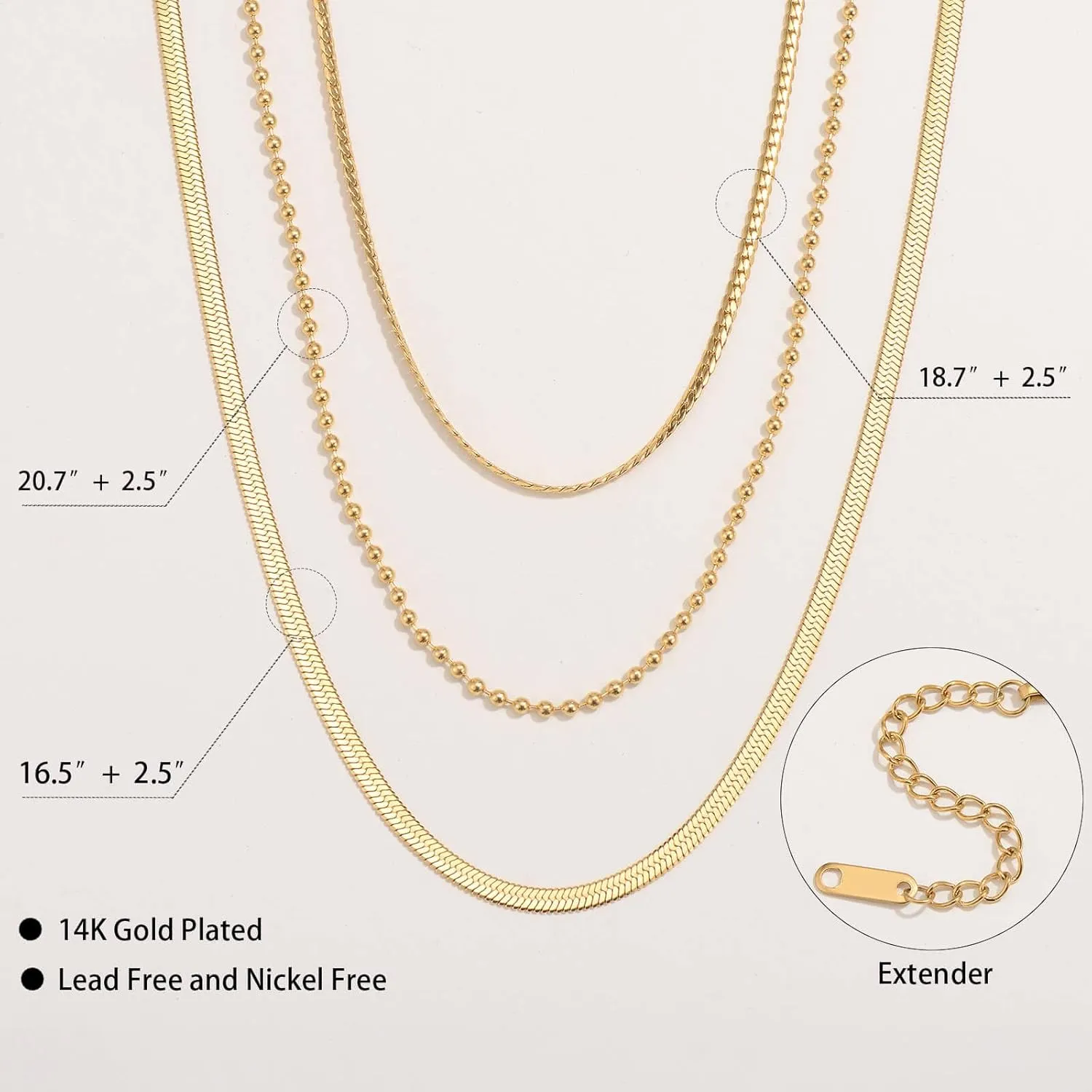 Women's Gold Layered Necklace 14K Gold Plated Layered Necklace Set Simple Layered Set Layered Paper clip Chain Link Necklace Women's Jewelry Gift
