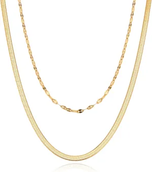 Women's Gold Layered Necklace 14K Gold Plated Layered Necklace Set Simple Layered Set Layered Paper clip Chain Link Necklace Women's Jewelry Gift