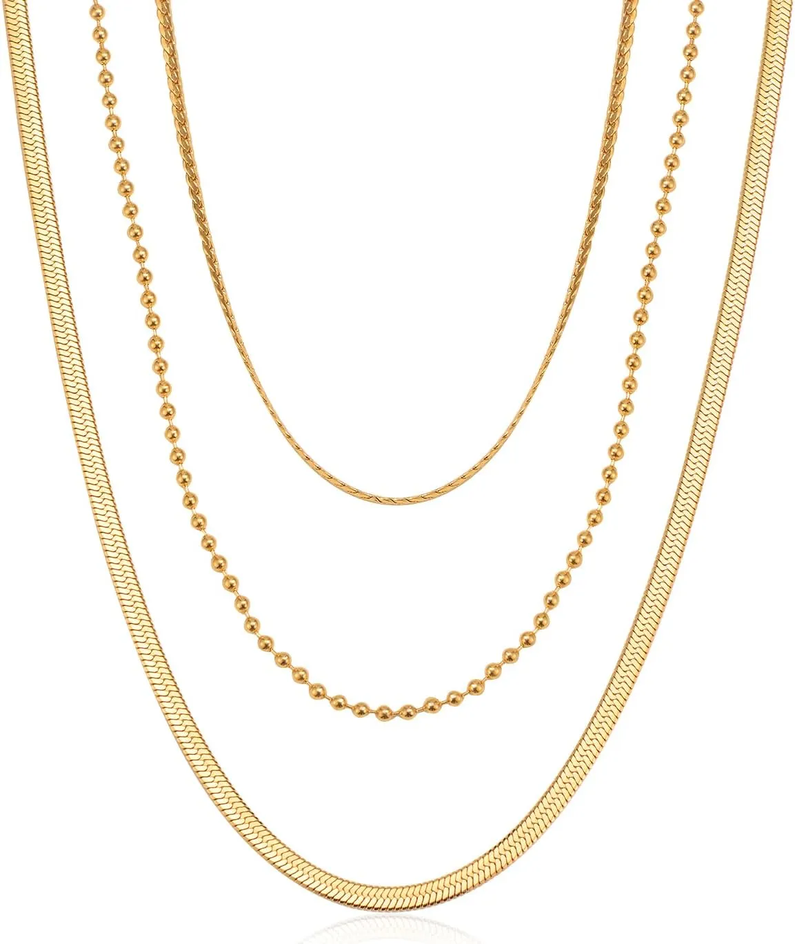 Women's Gold Layered Necklace 14K Gold Plated Layered Necklace Set Simple Layered Set Layered Paper clip Chain Link Necklace Women's Jewelry Gift